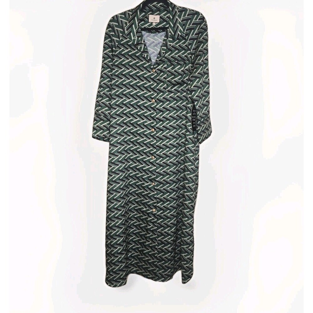 Tuckernuck Green and White Geometric Maxi Dress